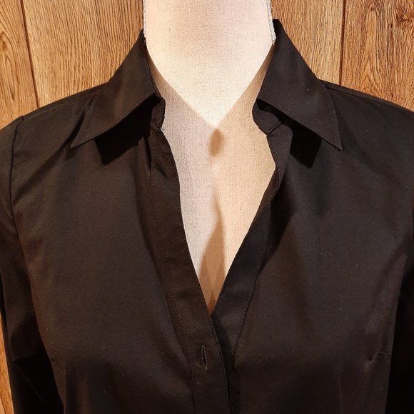 NWOT Express Stretch Black Button-Up Dress Shirt - Picture 3 of 10